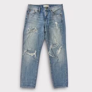 Madewell Distressed Light Wash Boyjean Size 25